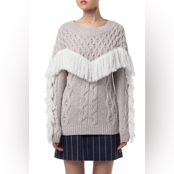 Amur Ulla Fringe Wool Cable Knit Sweater XL - Picture 2 of 14